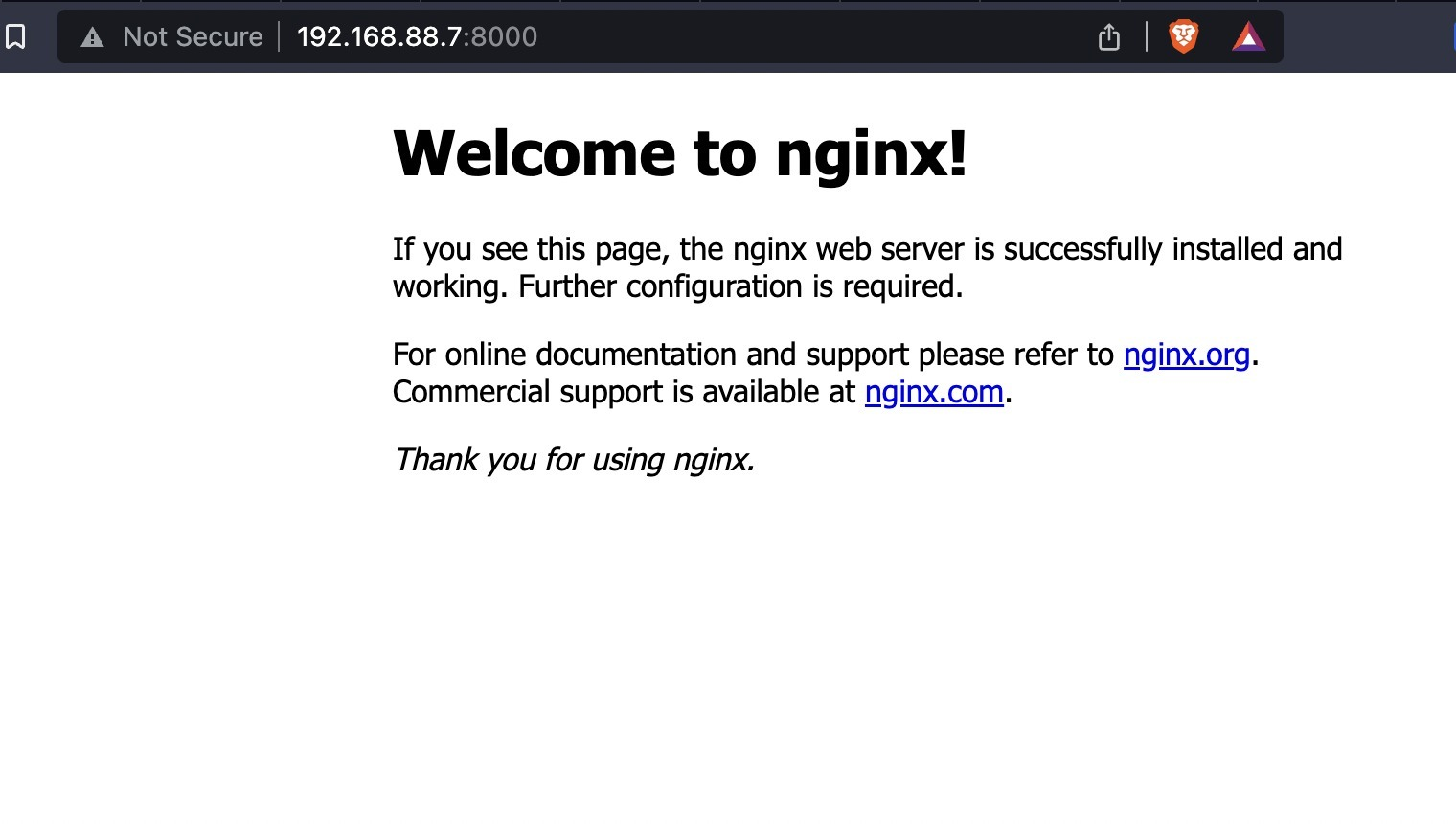 Стартовая страница nginx